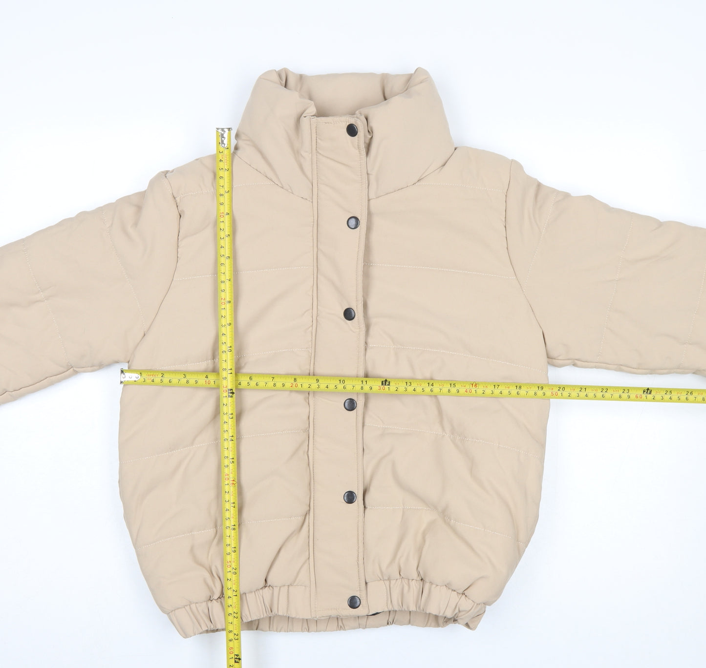 Boohoo Women Beige Size 12 Puffer Short Winter Jacket