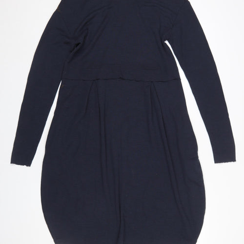By Basics Women Navy Long Sleeve Knee Length A-Line Dress M