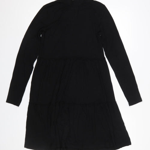 Warehouse Women Black Long Sleeve High Neck Shift Dress Size 10