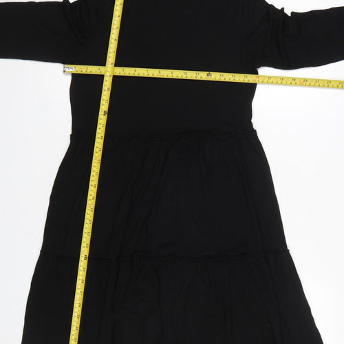 Warehouse Women Black Long Sleeve High Neck Shift Dress Size 10