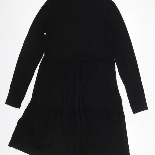 Warehouse Women Black Long Sleeve High Neck Shift Dress Size 10