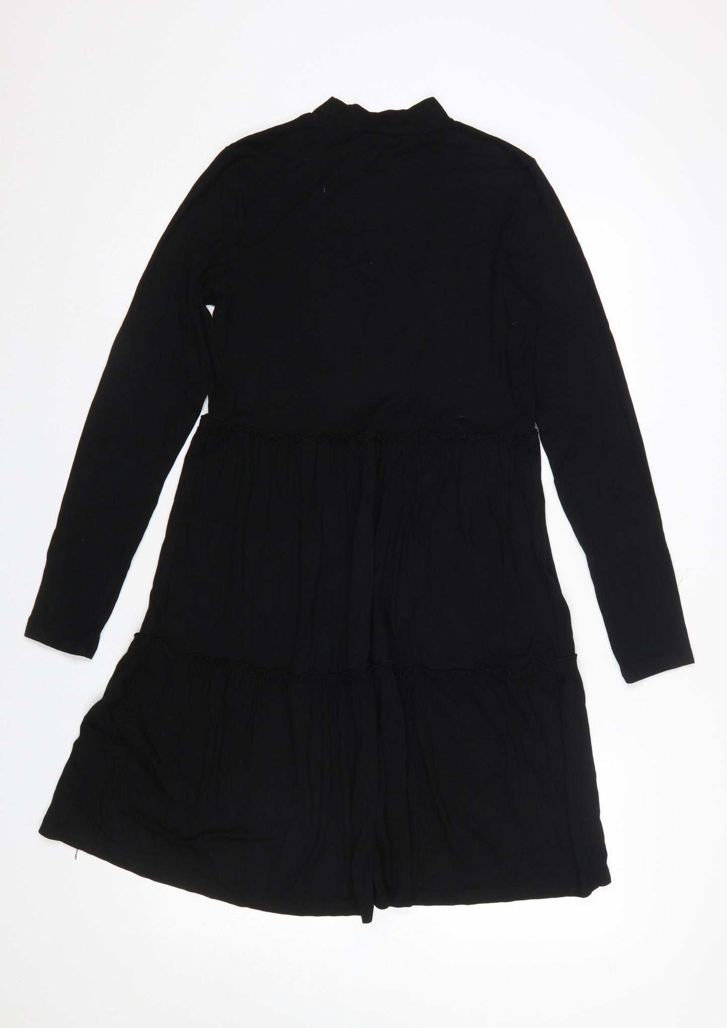 Warehouse Women Black Long Sleeve High Neck Shift Dress Size 10