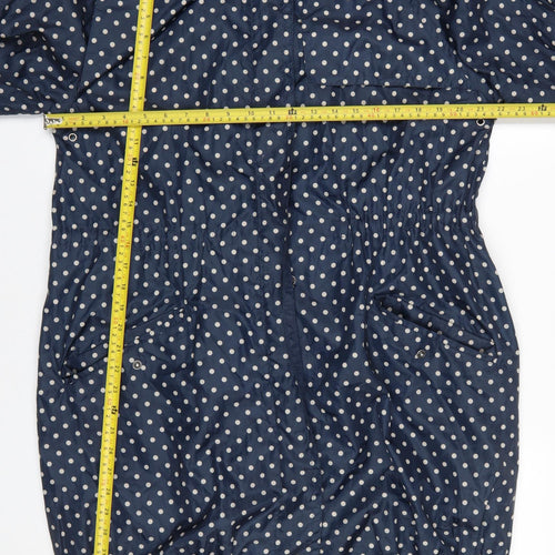 Topshop Women’s Blue Polka Dot Hooded Rain Coat Jacket UK 14