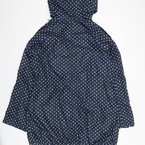 Topshop Women’s Blue Polka Dot Hooded Rain Coat Jacket UK 14