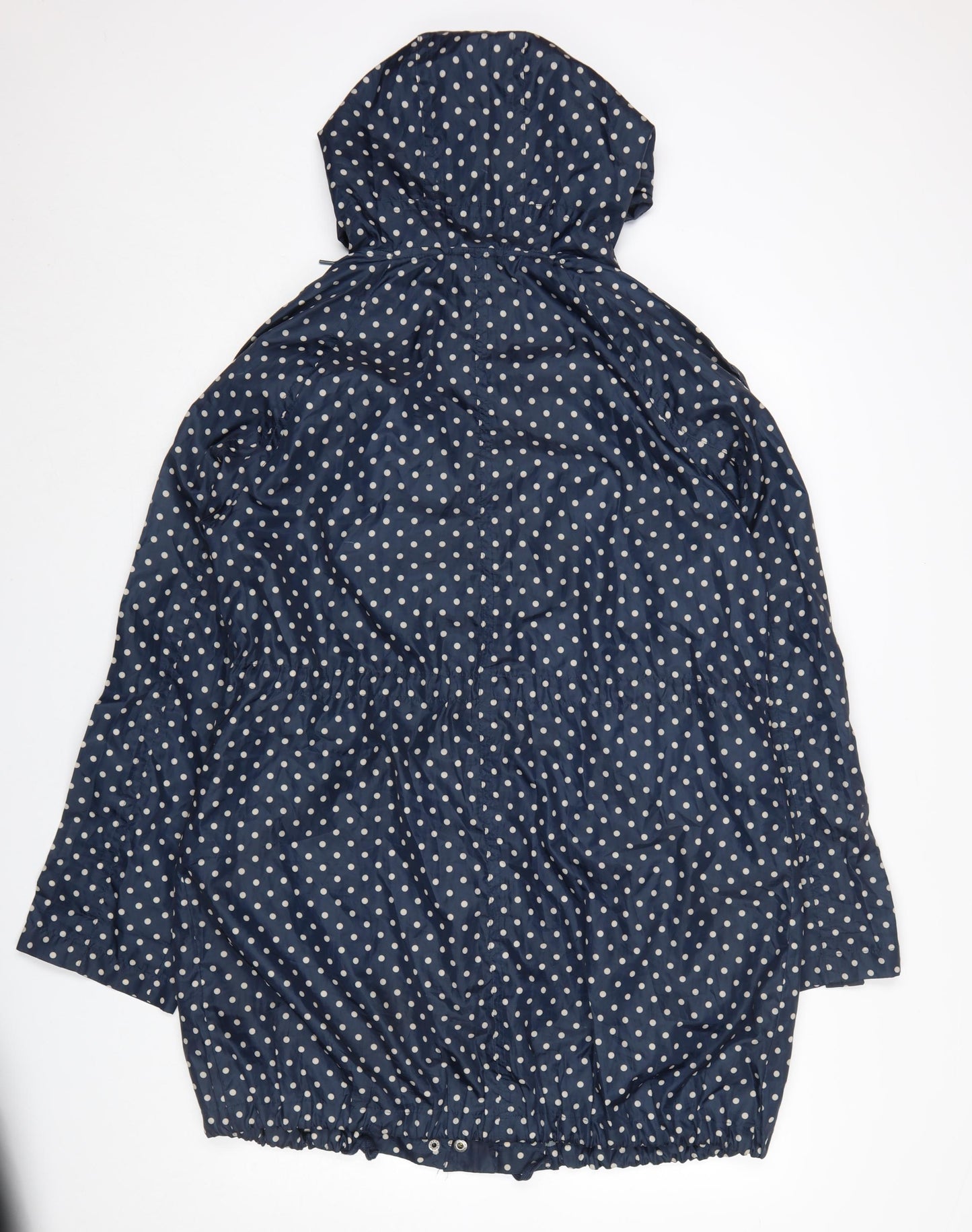 Topshop Women’s Blue Polka Dot Hooded Rain Coat Jacket UK 14