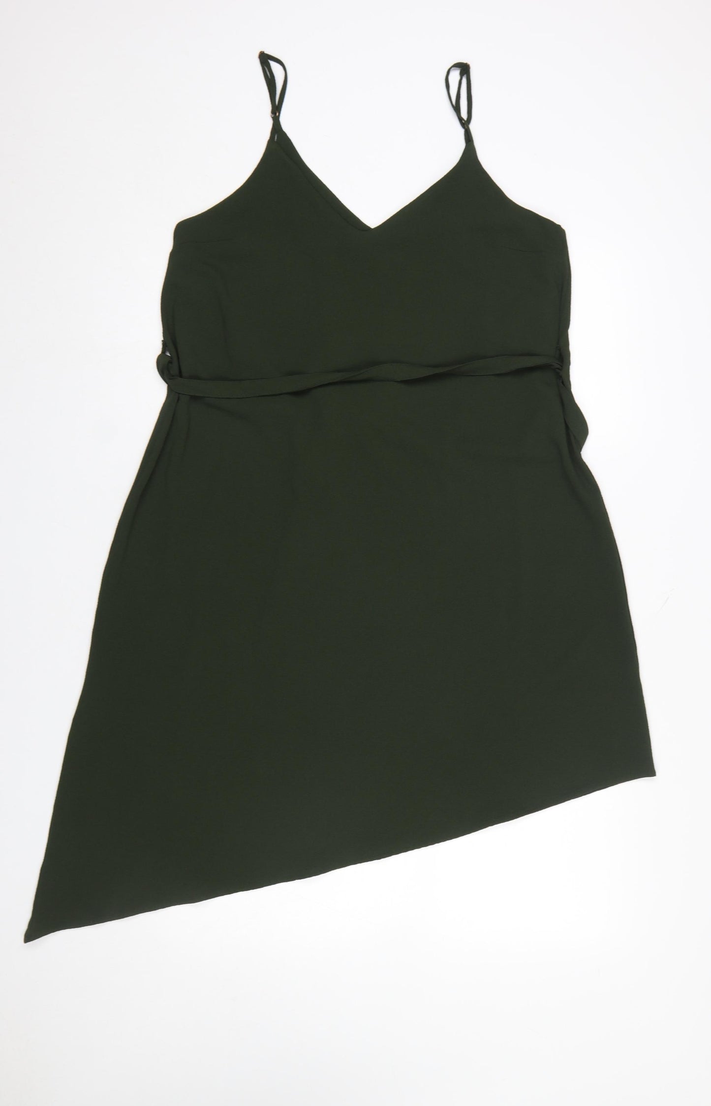 River Island Women’s Green Size 12 Asymmetric Slip Dress