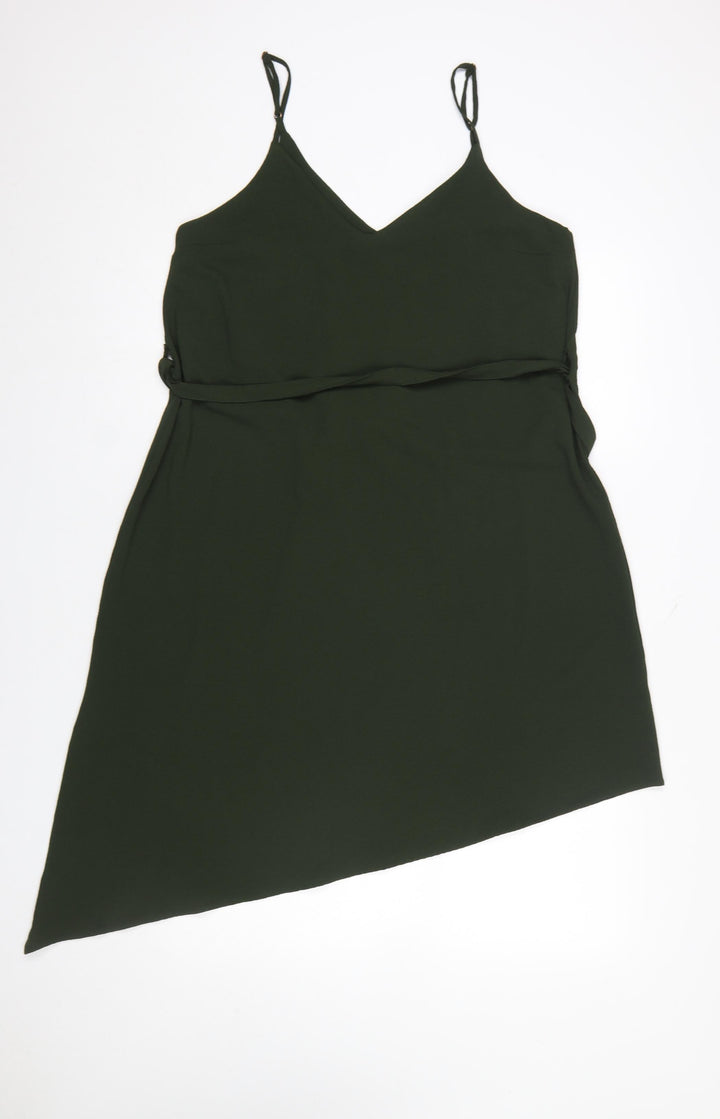 River Island Women’s Green Size 12 Asymmetric Slip Dress