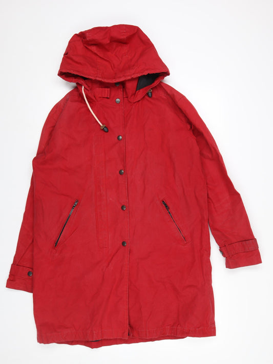 Celtic & Co. Women Red Cotton Hooded Parka Coat Size 12
