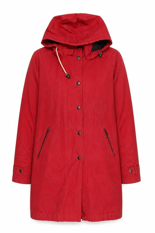 Front view of Celtic & Co. Women Red Cotton Hooded Parka Coat, size 12