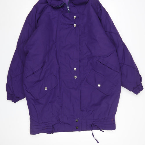 Casual Woman Purple Parka Jacket Women Size 16 Mid-Length Lined