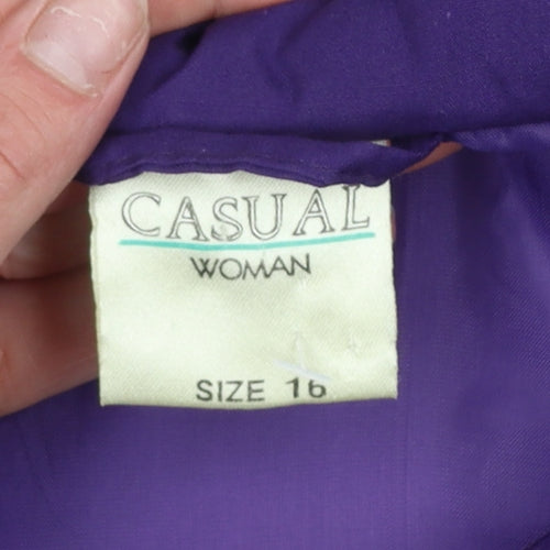 Casual Woman Purple Parka Jacket Women Size 16 Mid-Length Lined