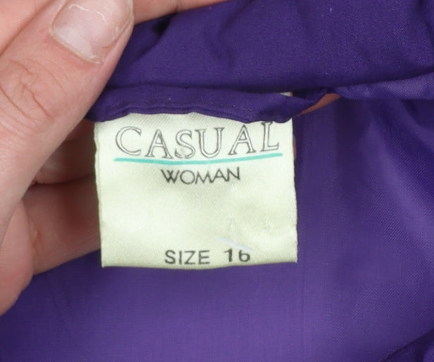 Casual Woman Purple Parka Jacket Women Size 16 Mid-Length Lined