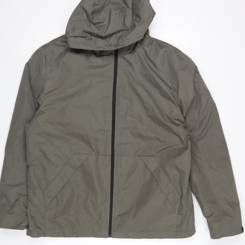 Primark Mens Green 2XL Hooded Windbreaker Jacket Lightweight Casual