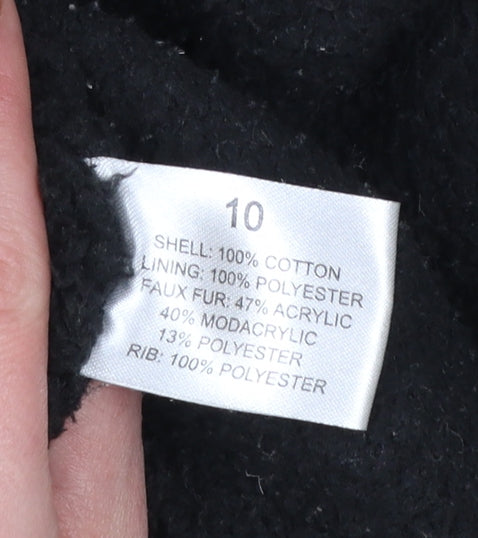 Label Lab Womens Green Cotton Hooded Parka Jacket Size 10