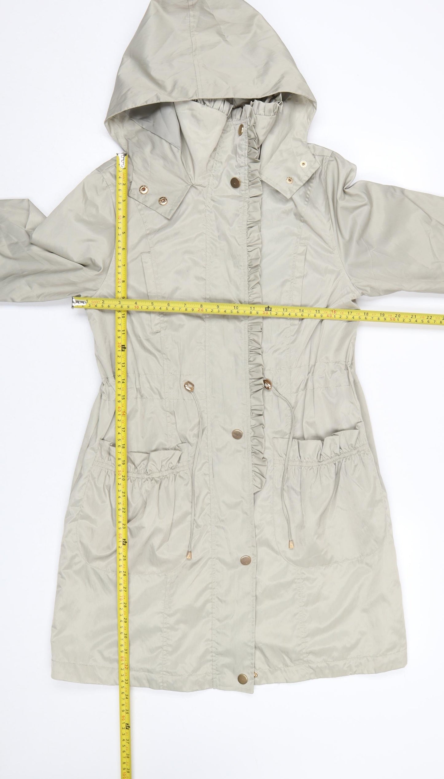 Gallery Women's Beige Hooded Parka Coat Size 10 Regular