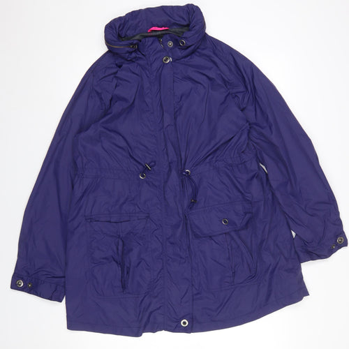 Verge Women's Blue Nylon Anorak Jacket Size M Hooded Mid-Length