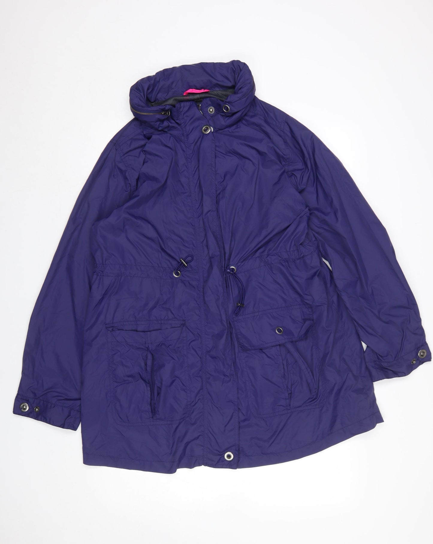 Verge Women's Blue Nylon Anorak Jacket Size M Hooded Mid-Length