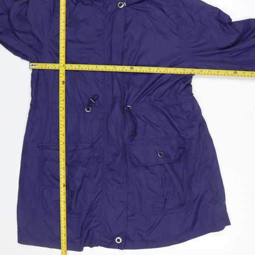 Verge Women's Blue Nylon Anorak Jacket Size M Hooded Mid-Length