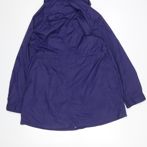 Verge Women's Blue Nylon Anorak Jacket Size M Hooded Mid-Length
