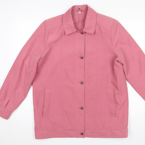 Klassik Women Pink Size 12 Mid-Length Button Coat Polyester Nylon