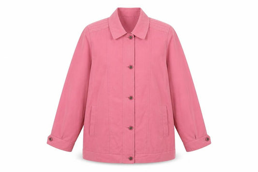 Front view of Klassik Women Pink, size 12, Mid-Length Button Coat Polyester Nylon