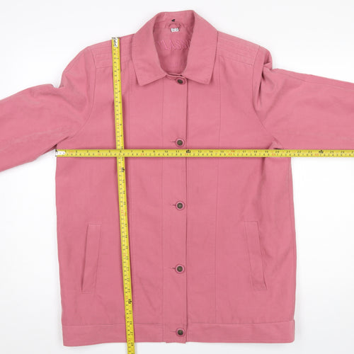 Klassik Women Pink Size 12 Mid-Length Button Coat Polyester Nylon