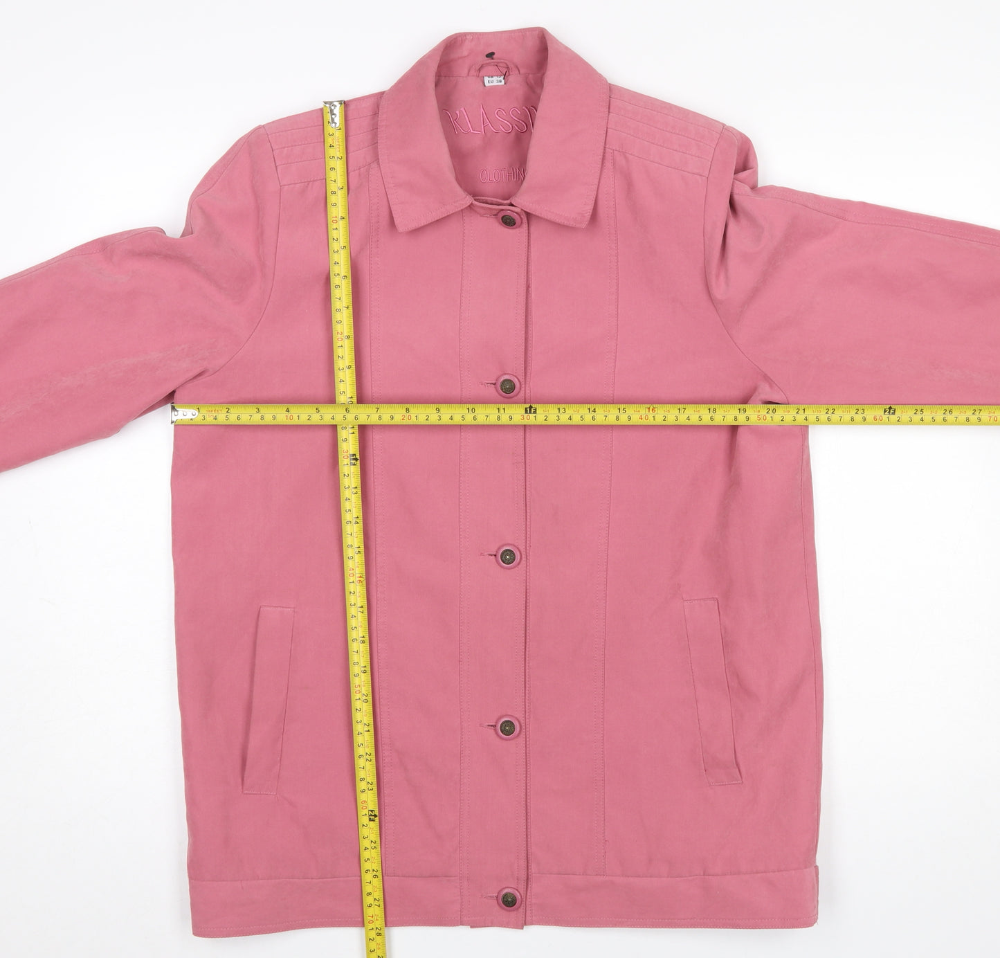 Klassik Women Pink Size 12 Mid-Length Button Coat Polyester Nylon