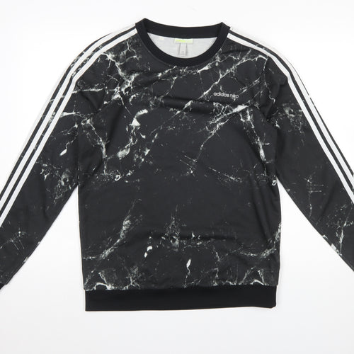 adidas Neo Men’s Black Marble Sweatshirt Size M Crew Neck Pullover
