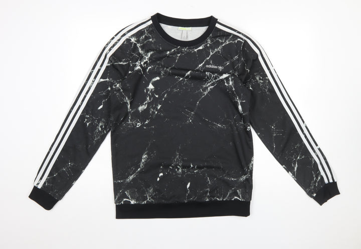 adidas Neo Men’s Black Marble Sweatshirt Size M Crew Neck Pullover