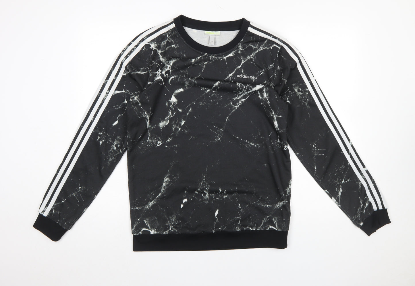 adidas Neo Men’s Black Marble Sweatshirt Size M Crew Neck Pullover