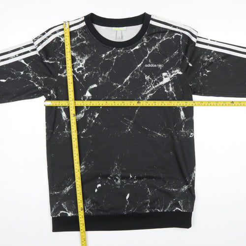 adidas Neo Men’s Black Marble Sweatshirt Size M Crew Neck Pullover