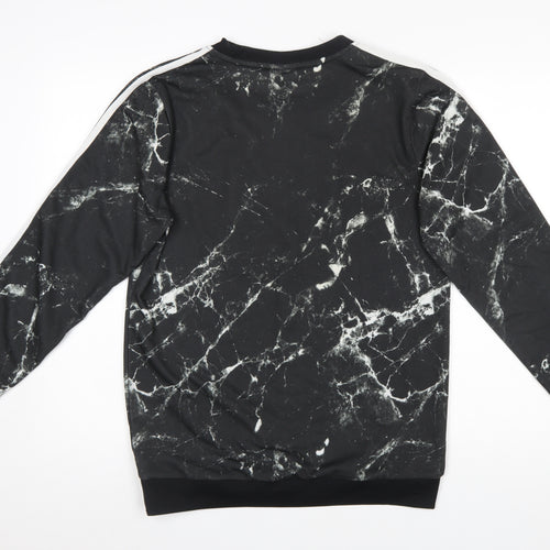 adidas Neo Men’s Black Marble Sweatshirt Size M Crew Neck Pullover