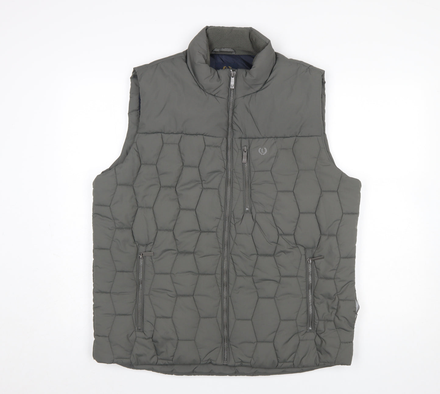 Lincoln Men's Grey Quilted Puffer Waistcoat L Winter Casual