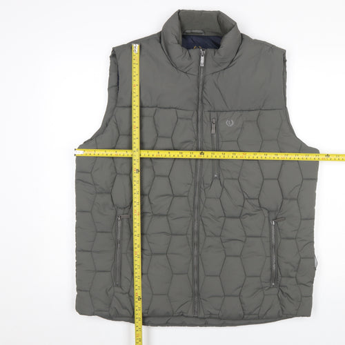 Lincoln Men's Grey Quilted Puffer Waistcoat L Winter Casual