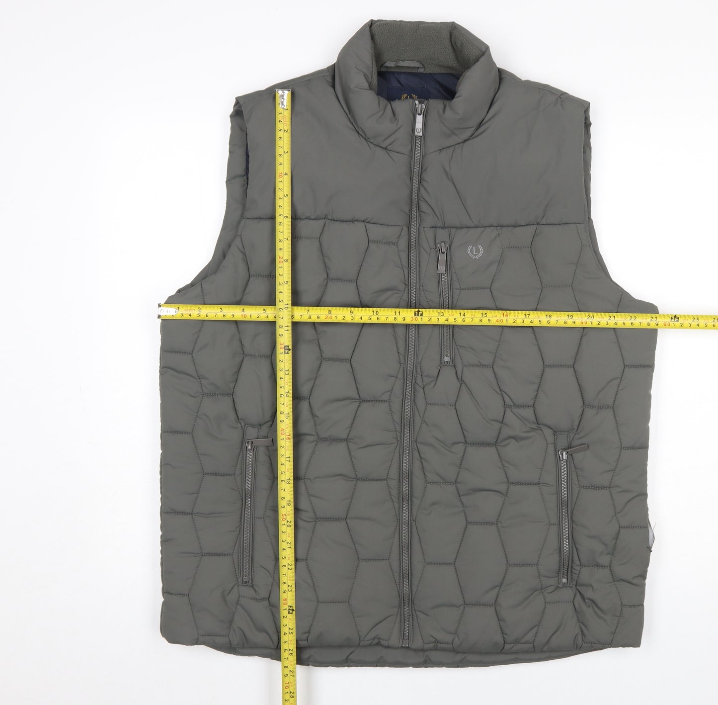 Lincoln Men's Grey Quilted Puffer Waistcoat L Winter Casual