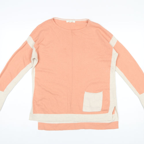 White Stuff Women's Pink Merino Wool Blend Crew Neck Jumper Size 12