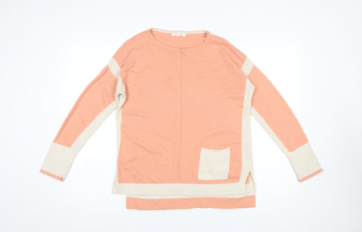 White Stuff Women's Pink Merino Wool Blend Crew Neck Jumper Size 12