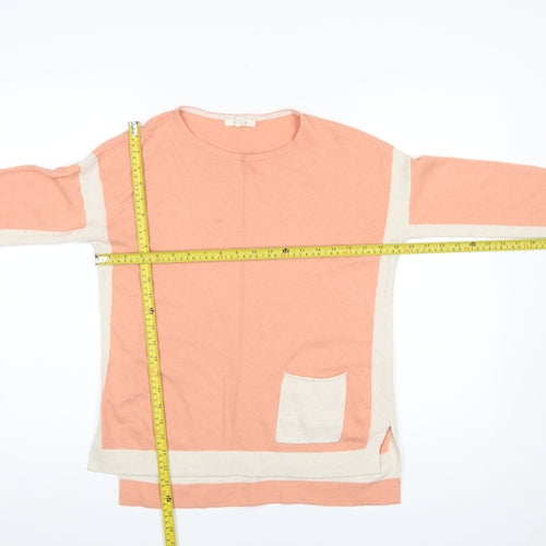 White Stuff Women's Pink Merino Wool Blend Crew Neck Jumper Size 12