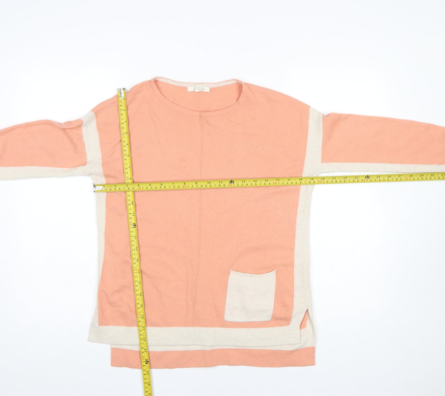 White Stuff Women's Pink Merino Wool Blend Crew Neck Jumper Size 12