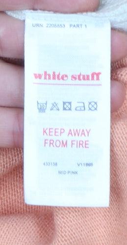 White Stuff Women's Pink Merino Wool Blend Crew Neck Jumper Size 12