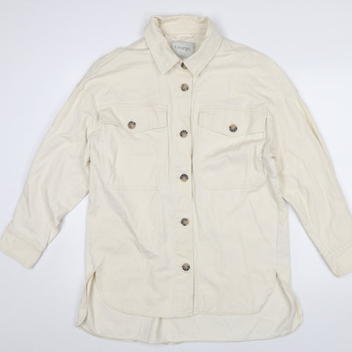 George Women’s Ivory Cotton Twill Button Jacket Size S 8-10