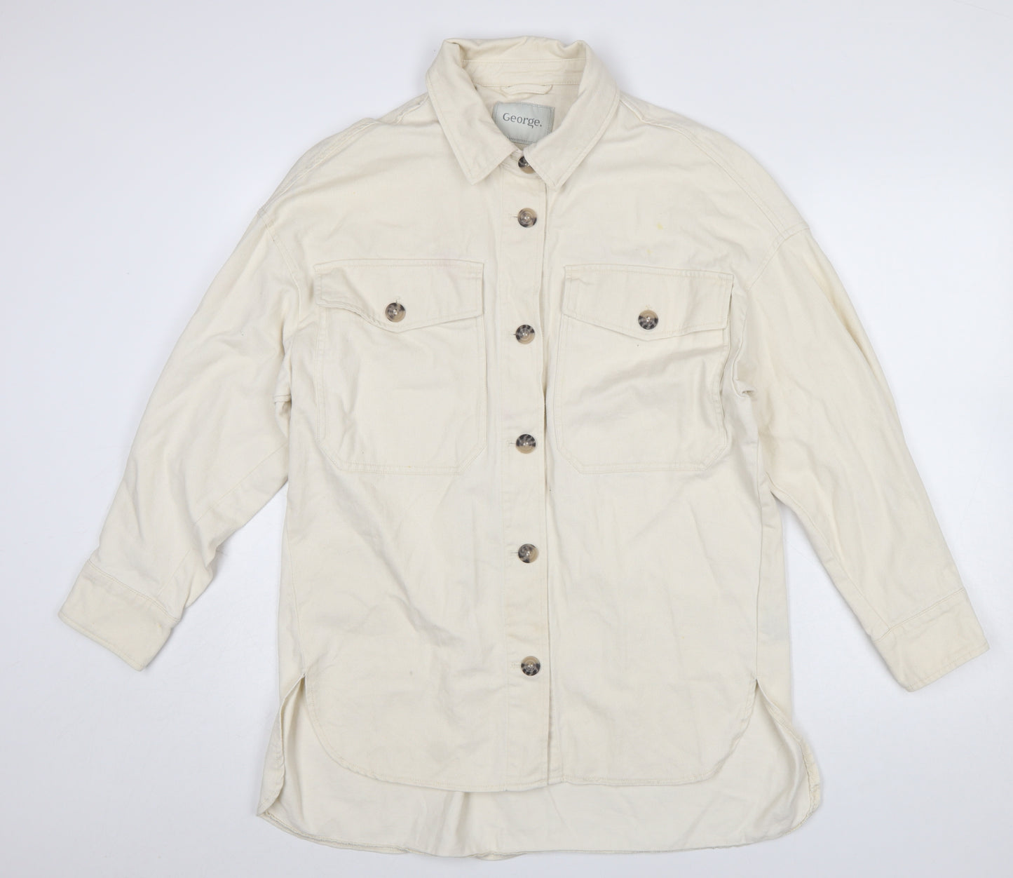 George Women’s Ivory Cotton Twill Button Jacket Size S 8-10