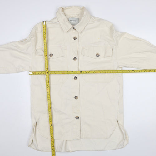 George Women’s Ivory Cotton Twill Button Jacket Size S 8-10