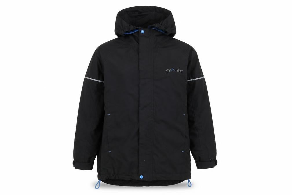 Granite Outdoors Boys Black Hooded Waterproof Rain Coat 9-10 Years