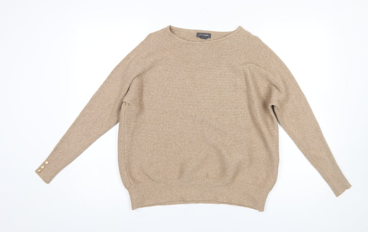 Primark Women’s Beige Ribbed Knit Jumper Size S 10/12 Crew Neck