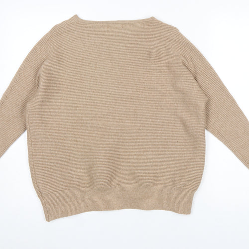 Primark Women’s Beige Ribbed Knit Jumper Size S 10/12 Crew Neck
