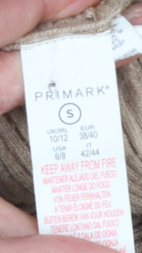 Primark Women’s Beige Ribbed Knit Jumper Size S 10/12 Crew Neck