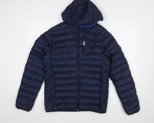 Tokyo Laundry Men's Blue Hooded Puffer Jacket Size M Casual Winter Coat