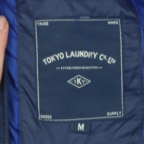 Tokyo Laundry Men's Blue Hooded Puffer Jacket Size M Casual Winter Coat