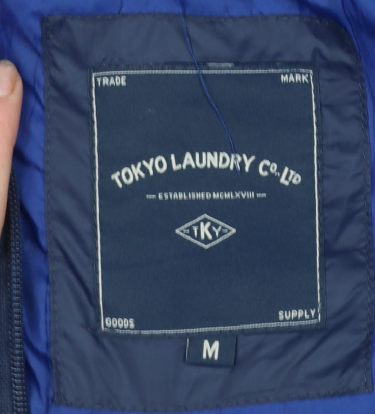 Tokyo Laundry Men's Blue Hooded Puffer Jacket Size M Casual Winter Coat